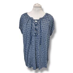 Chaps Ralph Lauren Women’s Short Sleeve Boho Lightweight Flowy Peasant Top